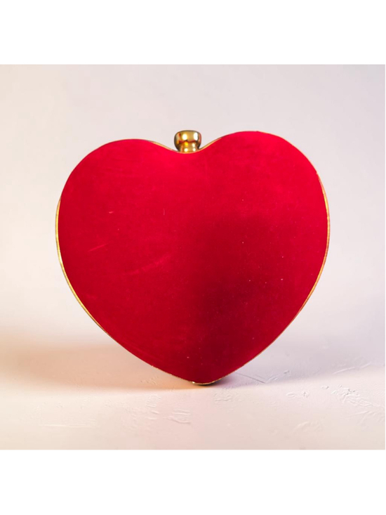 Unbranded Handbags - Unbranded Red Gold Heart Shaped Clutch One Size